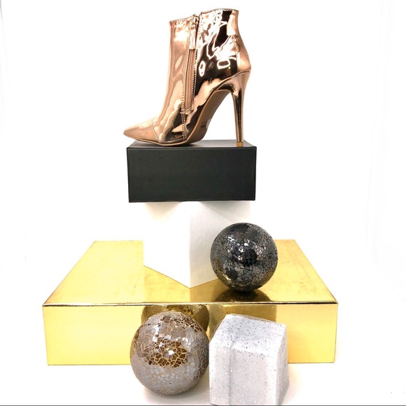 Rose Gold Metallic Ankle Booties - Picture 7 of 8